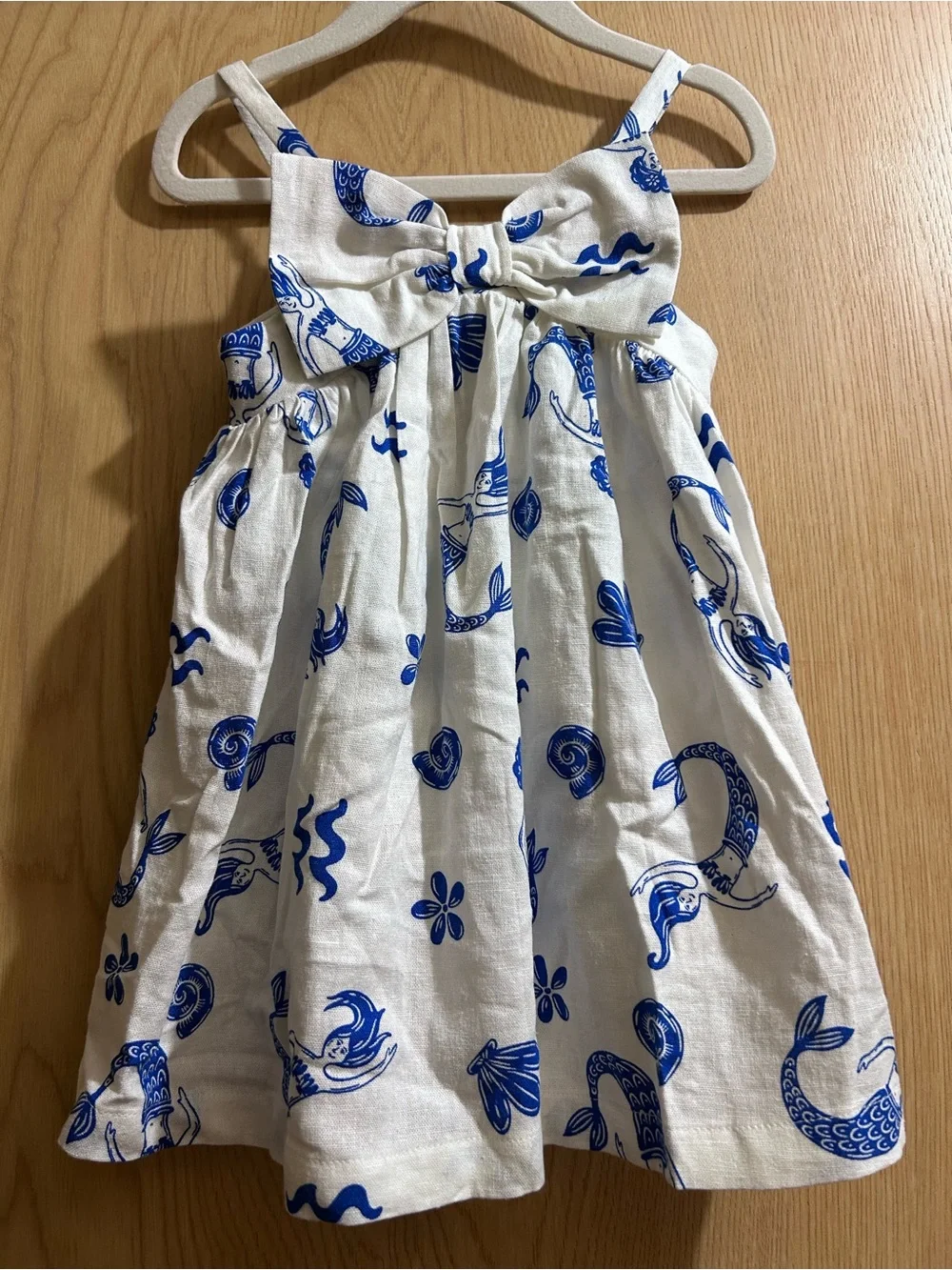 Old Navy White and Blue Mermaid Print Sundress (Deadstock)